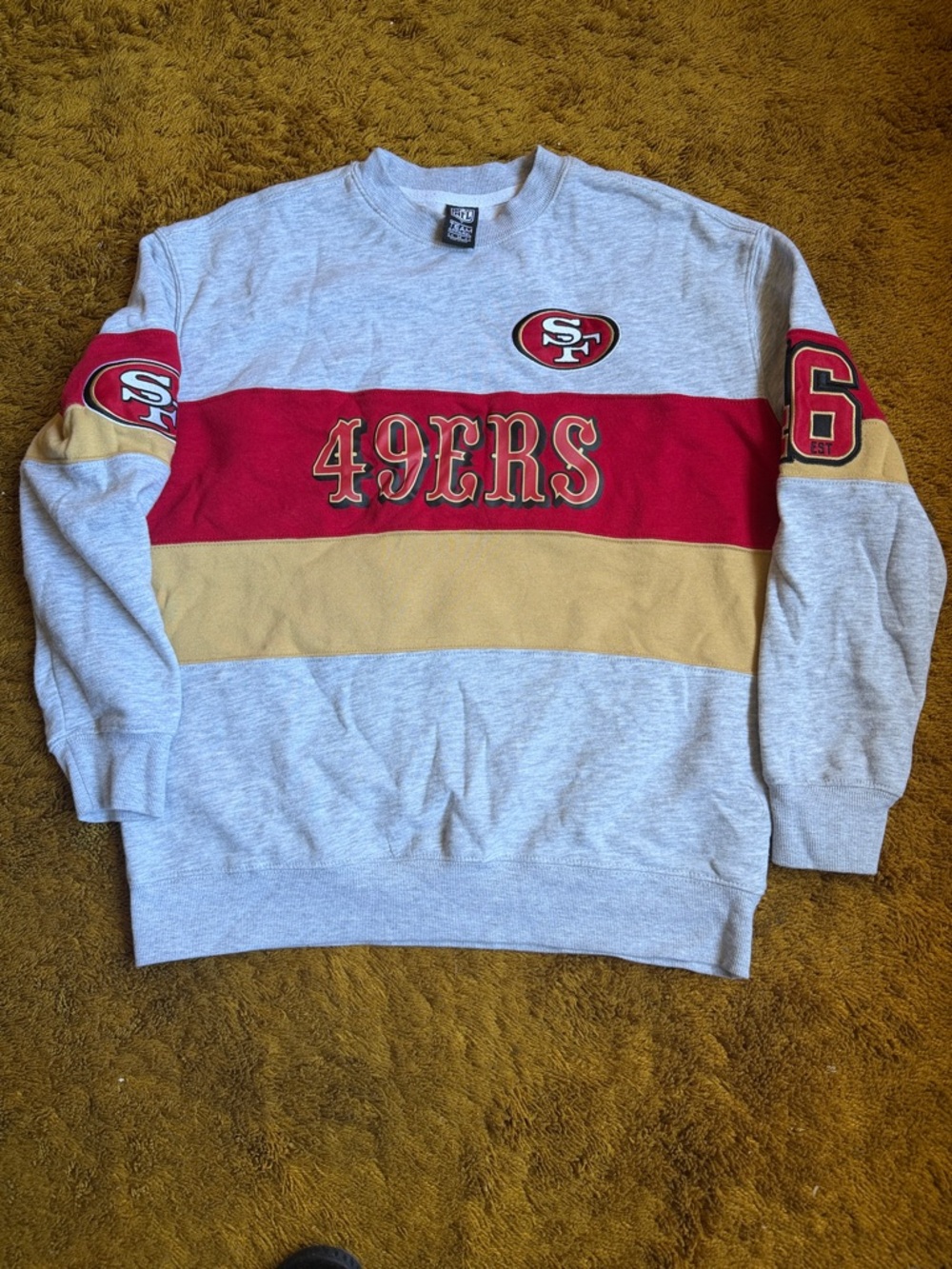 NFL San Francisco 49ers Gray, Red & Gold Crewneck Sweatshirt